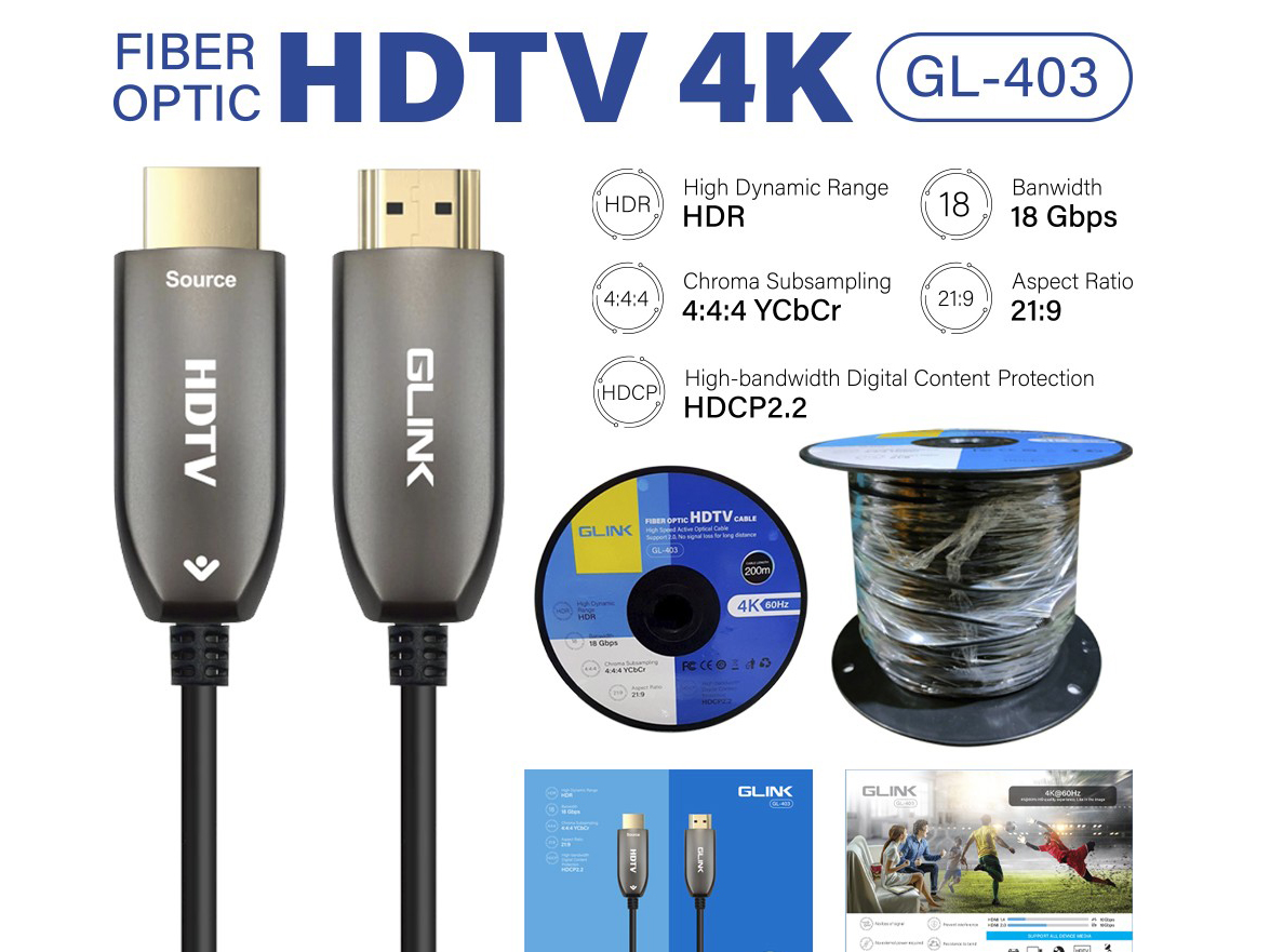 GLINK GL403 HDMI V2.0 FIBER CABLE 4K18Gbps สายยาว 40เมตร