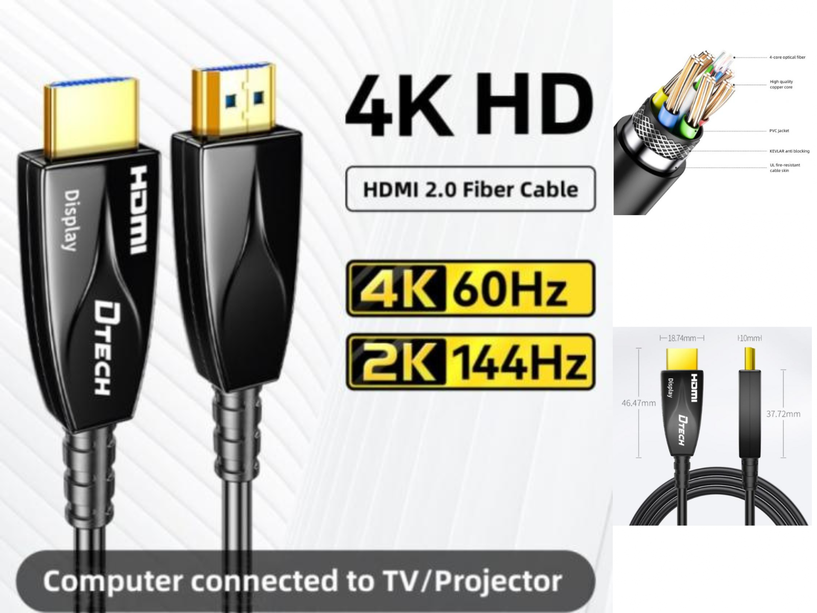 DTECH DT-HF2010 CABLE HDMI V2.0 FIBER OPTIC 10.0M