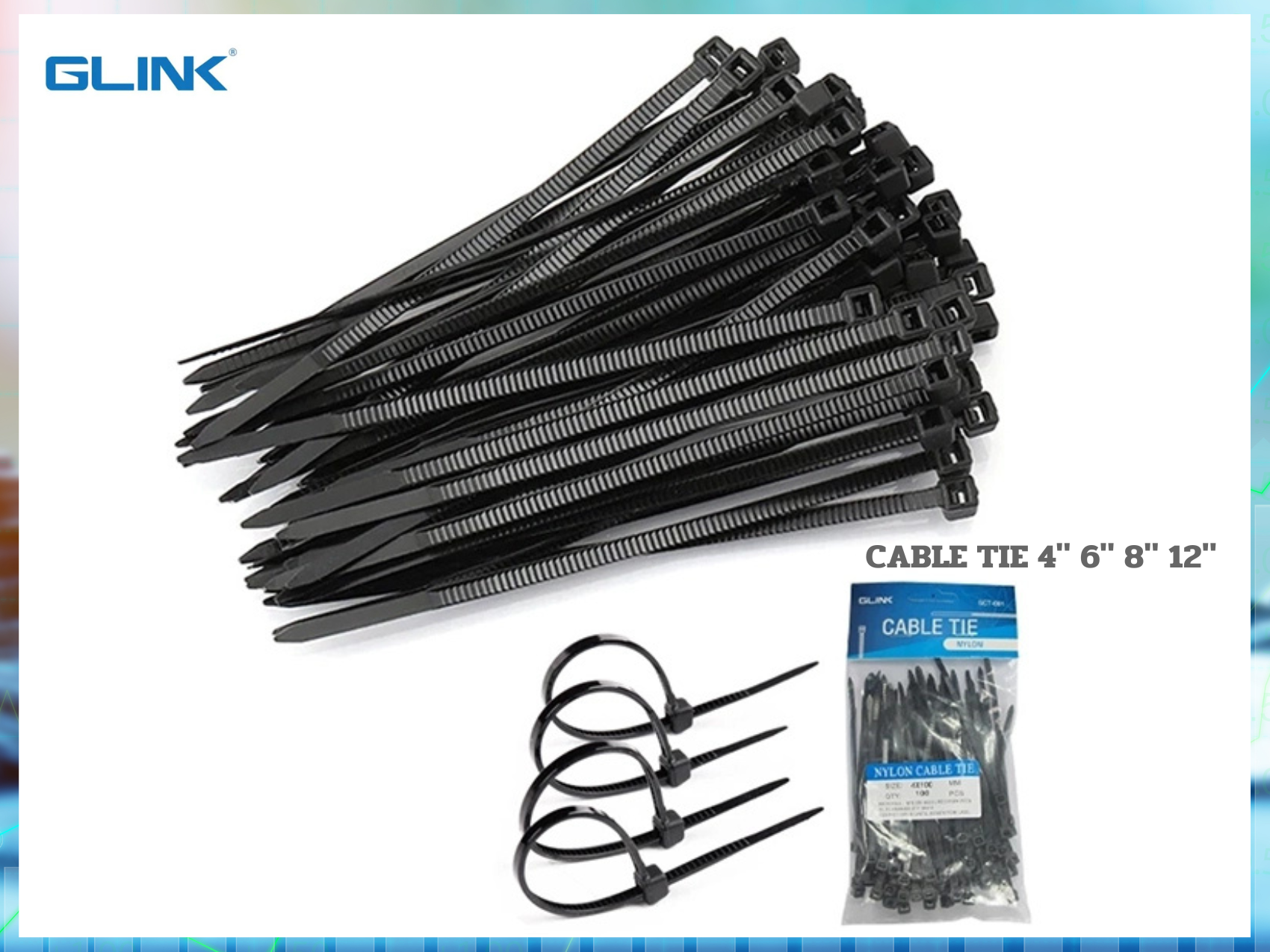 GLINK GCT-02B CABLE TIE ยาว 6นิ้ว สีดำ แพ็ค 100ชิ้น