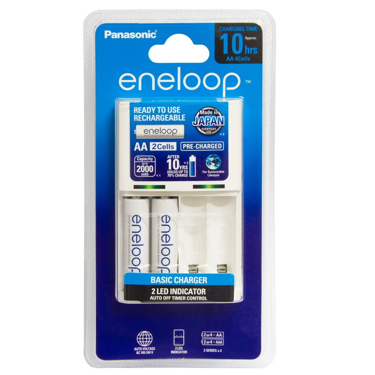 เครื่องชาร์จถ่านชาร์จ Panasonic eneloop พร้อมถ่านชาร์จ AA 2 ก้อน