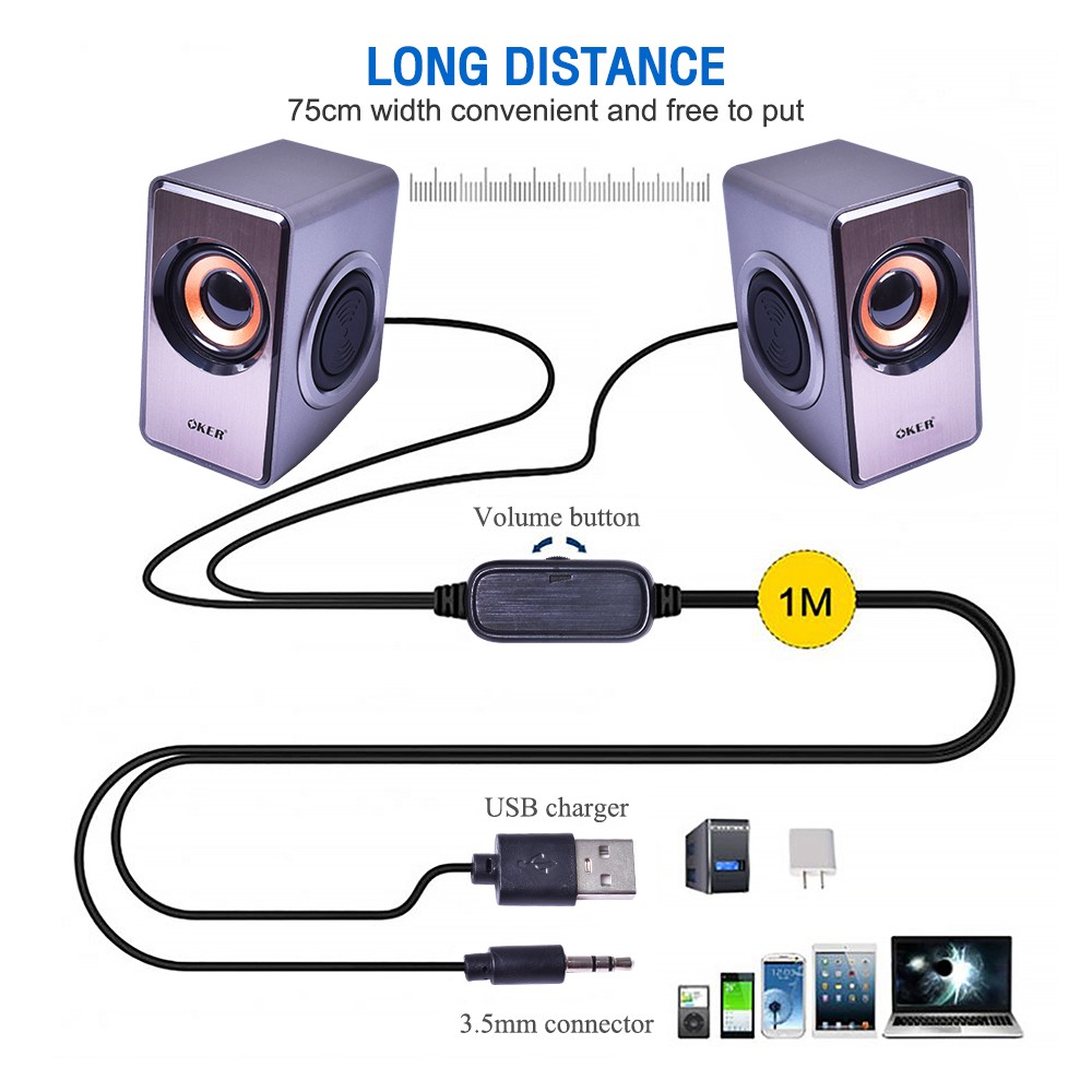 OKER SP-528 USB MULTIMEDIA DESKTOP SPEAKERS 6Watt.