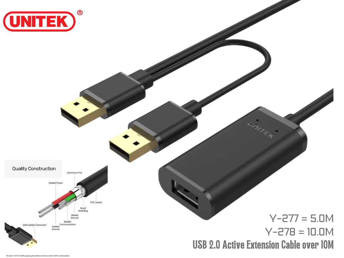 UNITEK USB2.0 EXTENSION CABLE AM-AF สายยาว 5.0เมตร UNITEK USB2.0 EXTENSION CABLE AM-AF สายยาว 5.0เมตร