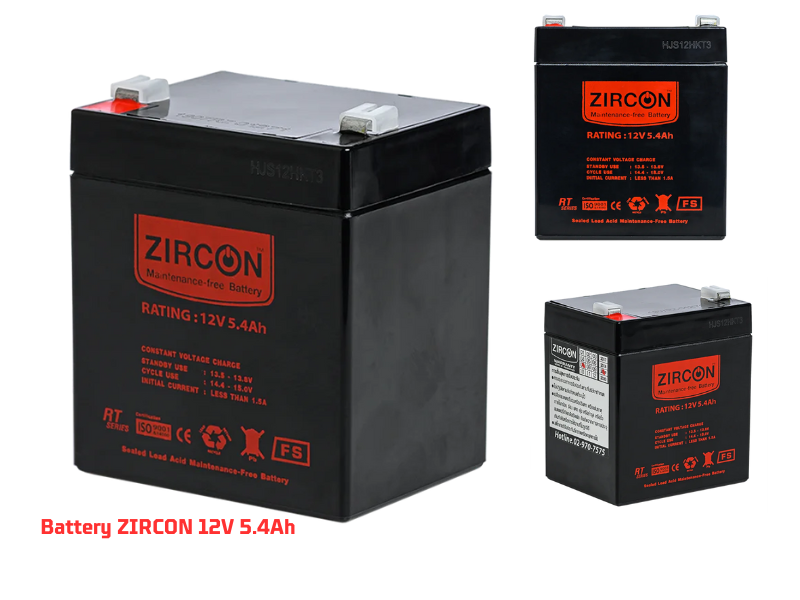 ZIRCON BATTERY 12V 5.4AH เเบตเตอรี่เครื่องสำรองไฟ