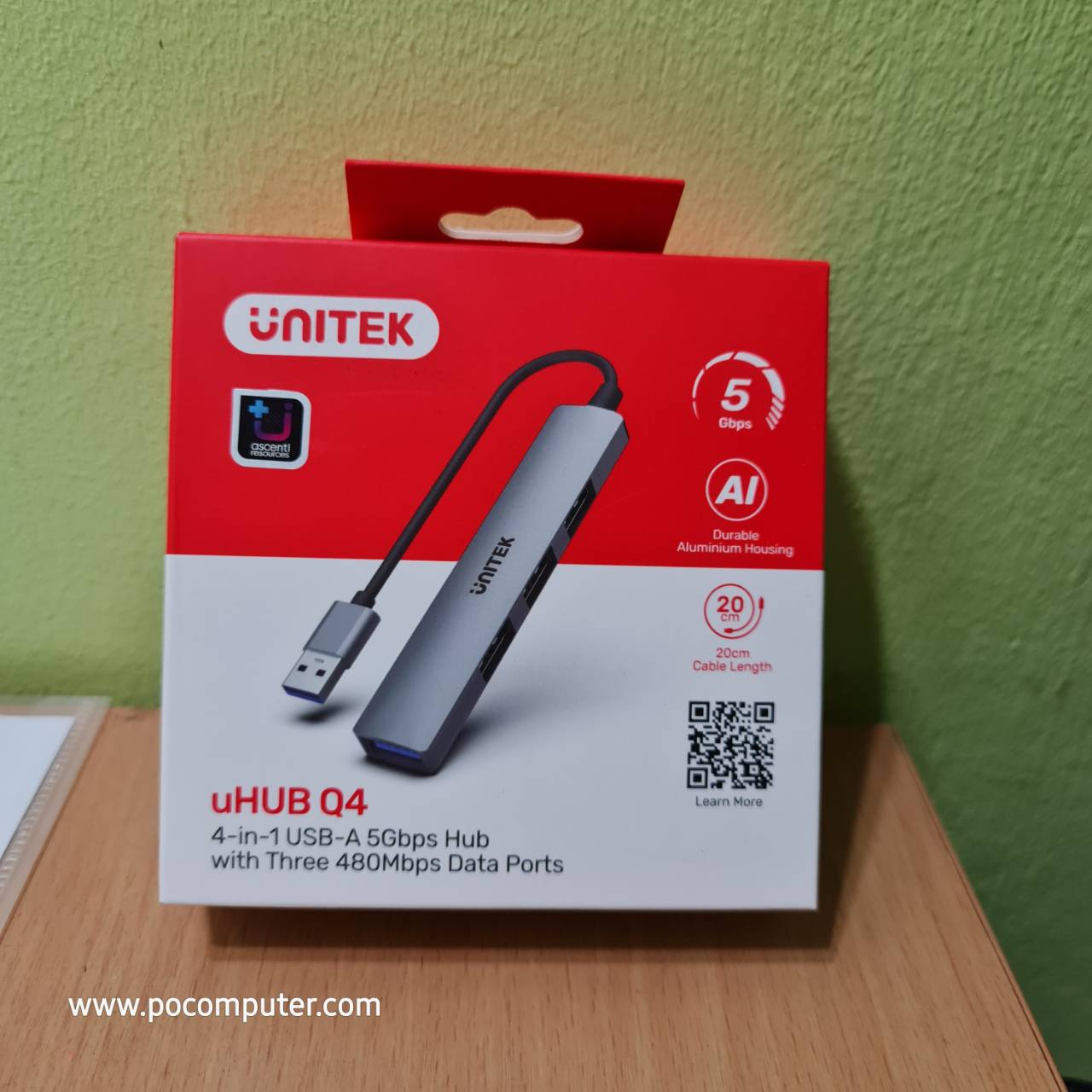 UNITEK H1208A USB3.0 HUB 4port 5Gbps. สายยาว 20ซม.