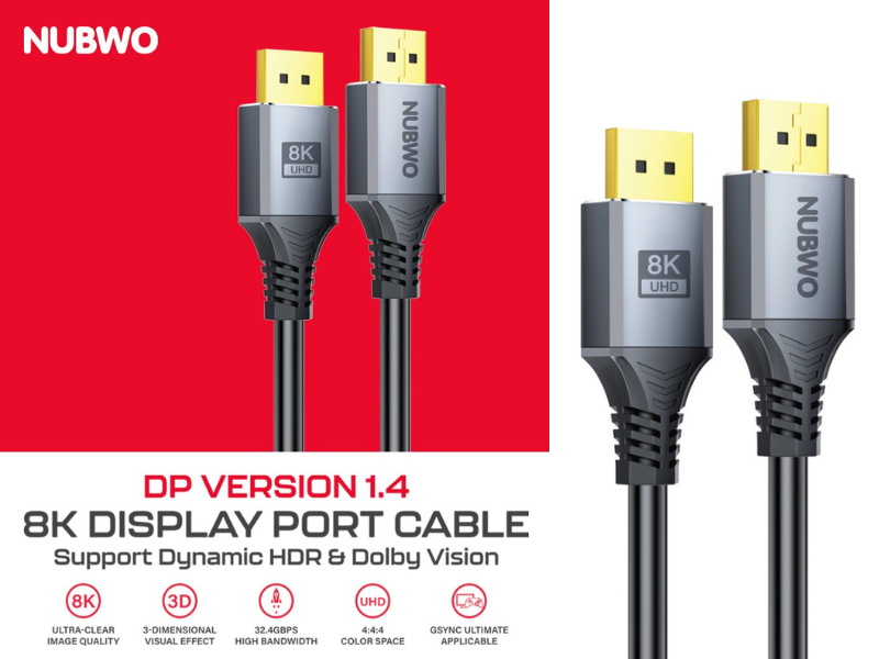 NUBWO Model NCB01 DISPLAY PORT V1.4 CABLE 8K@60Hz. สายยาว 3 เมตร