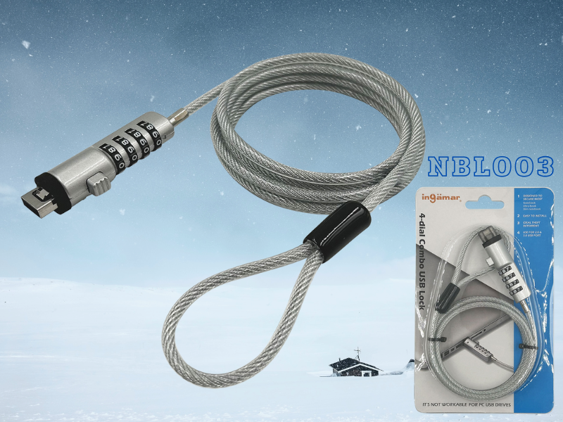 STORM NBL003 สายล็อคโน๊ตบุ๊ค สายล็อค laptop ล็อคช่อง USB 4 หลัก