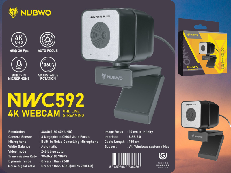 NUBWO กล้องเวปแคม 4K UHD AUTO FOCUS รุ่น NWC592