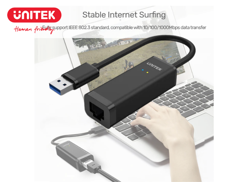 UNITEK USB 3.0 to Gigabit Ethernet Adapter in Black