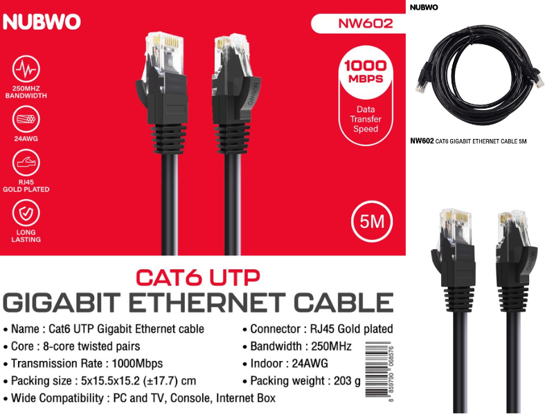NUBWO GIGABIT ETHERNET CABLE CAT6 สายยาว 5.0เมตร
