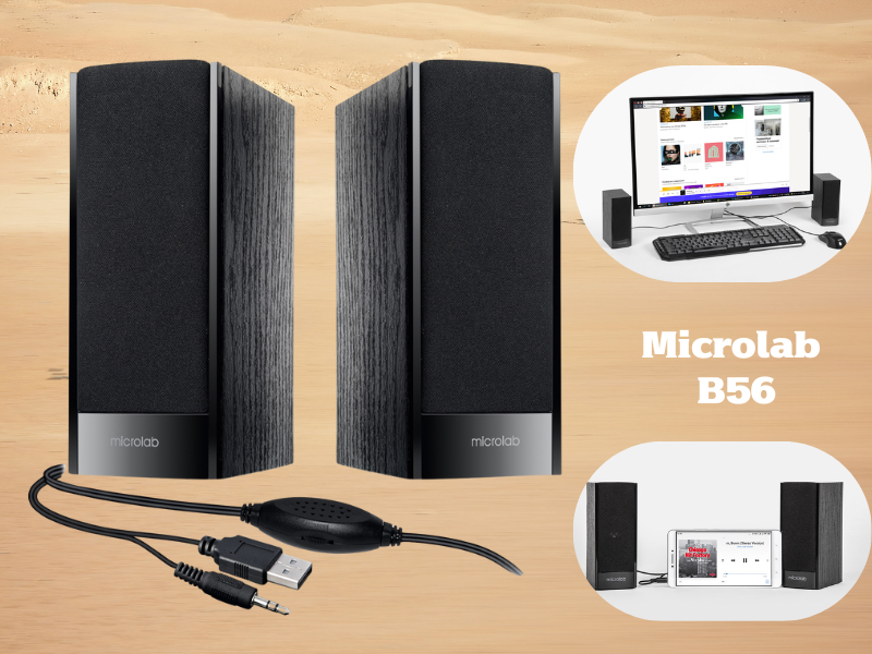 MICROLAB USB SPEAKER 3Watt.RMS. สีดำ รุ่น B56