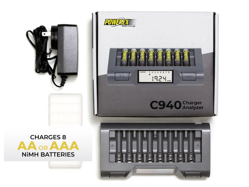 แท่นชาร์จถ่านแบบ 8ก้อน ขนาดถ่าน AA AAA ยี่ห้อ Powerex รุ่น MH-C940