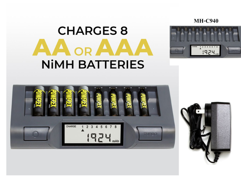 แท่นชาร์จถ่านแบบ 8ก้อน ขนาดถ่าน AA AAA ยี่ห้อ Powerex รุ่น MH-C940