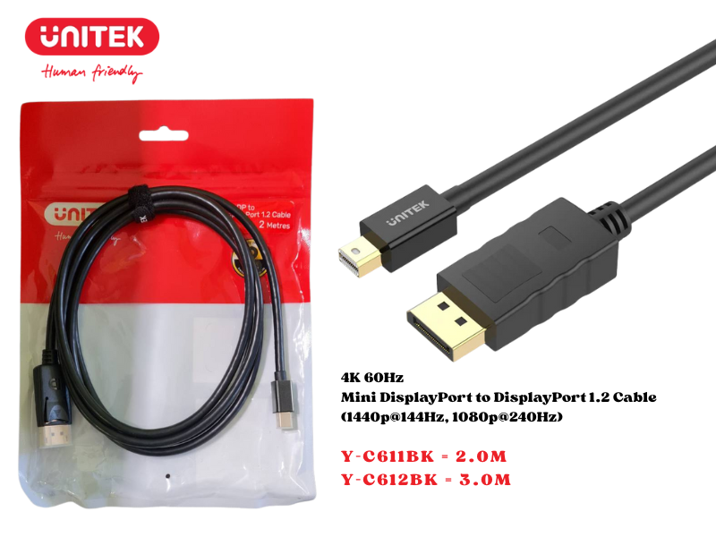 UNITEK CABLE MINI DISPLAY TO DISPLAY PORT 2.0M 4K@60Hz.
