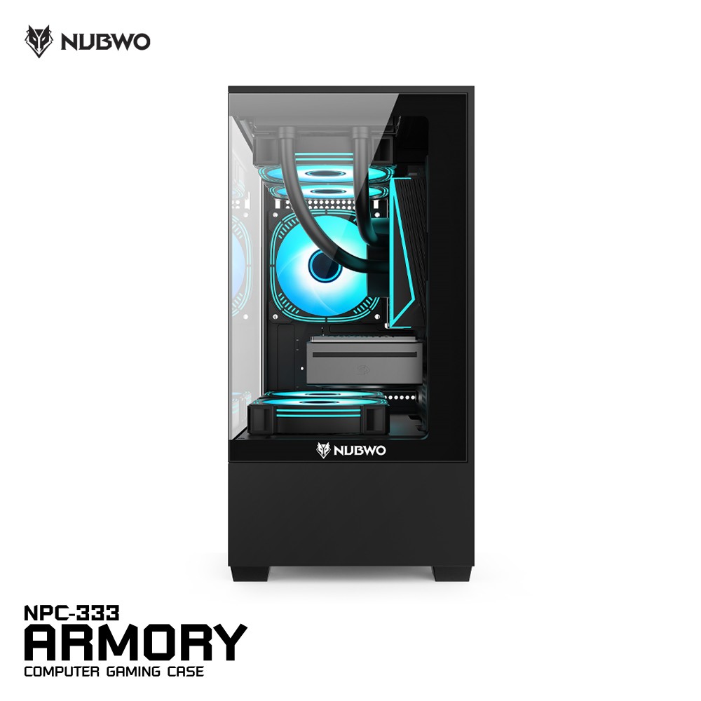 NUBWO ARMORY CASE M-ATX ฝาข้างกระจกนิรภัยใสพิเศษ แข็งแรง ระบายความร้อนดี