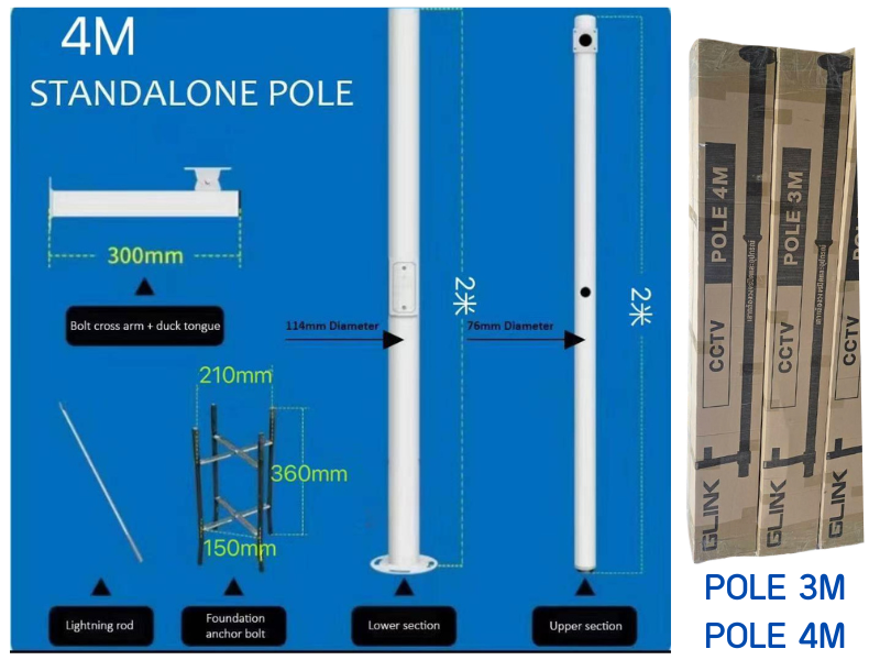 GLINK เสาพร้อมอุปกรณ์ติดตั้งกล้องวงจรปิด กล้องCCTV สูง 3 เมตร