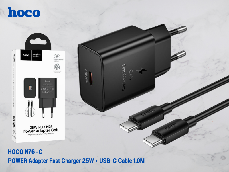 HOCO ADAPTER FAST CHARGE PD 25Watt พร้อมสายชาร์จ 1เมตร