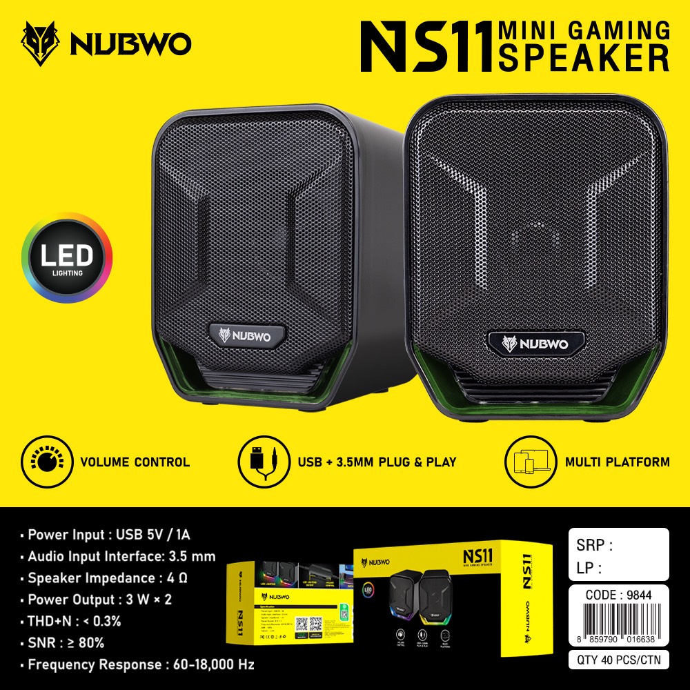 NUBWO USB Mini Speaker 3Waat x 2 for PC Notebook รุ่น NS11