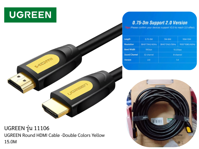 UGREEN CABLE HDMI V1.4 Suppoet 4K@30Hz. สายยาว 10เมตร
