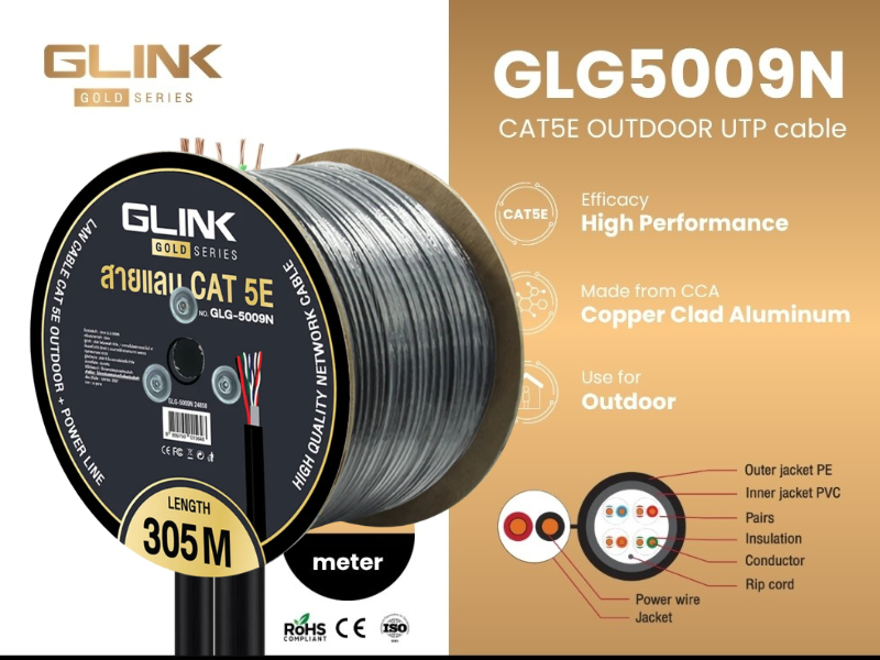 GLINK LAN CAT5E GOLD Series สายยาว 305เมตร รุ่น GLG5009N