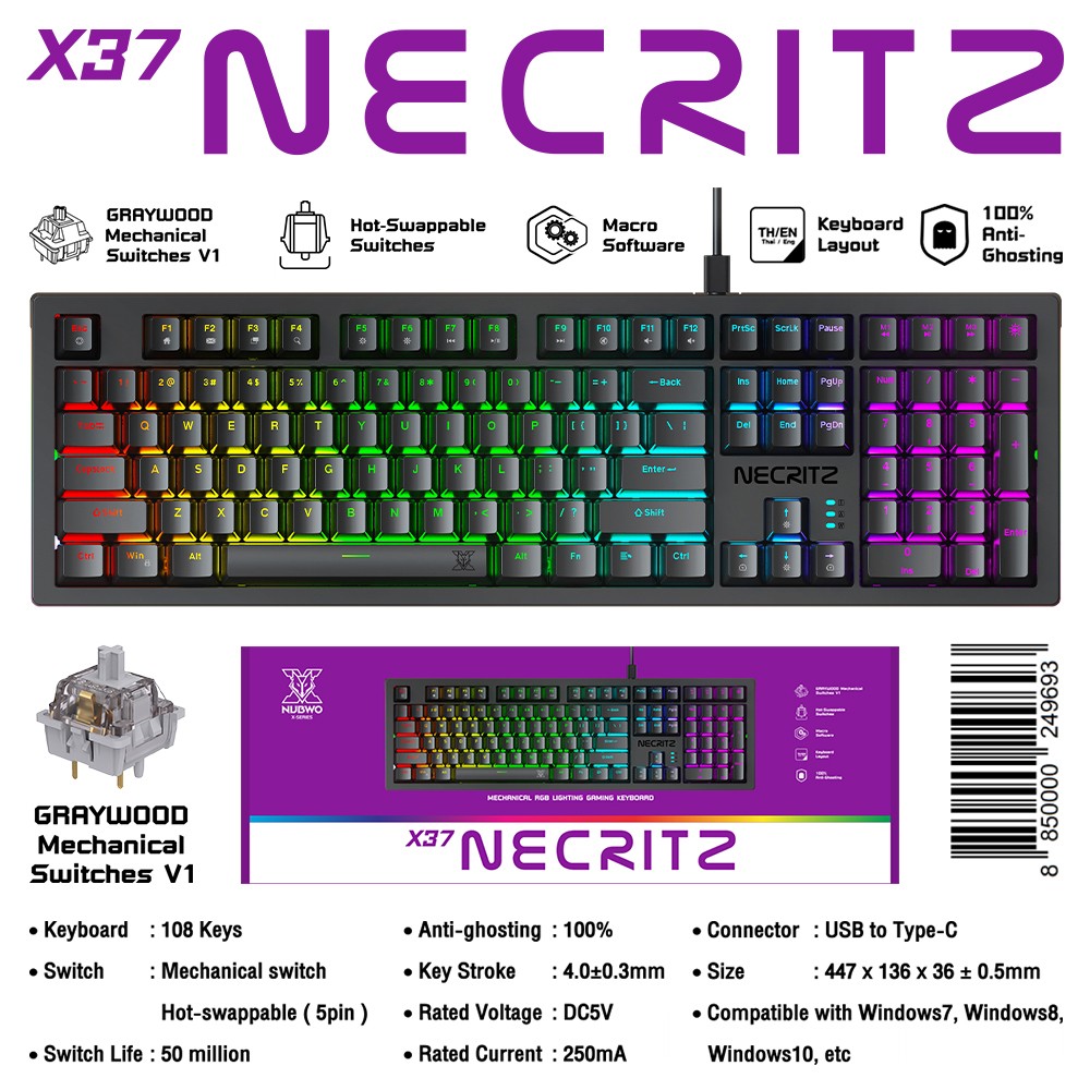 X37 Mechanical สีดำ/สีขาว