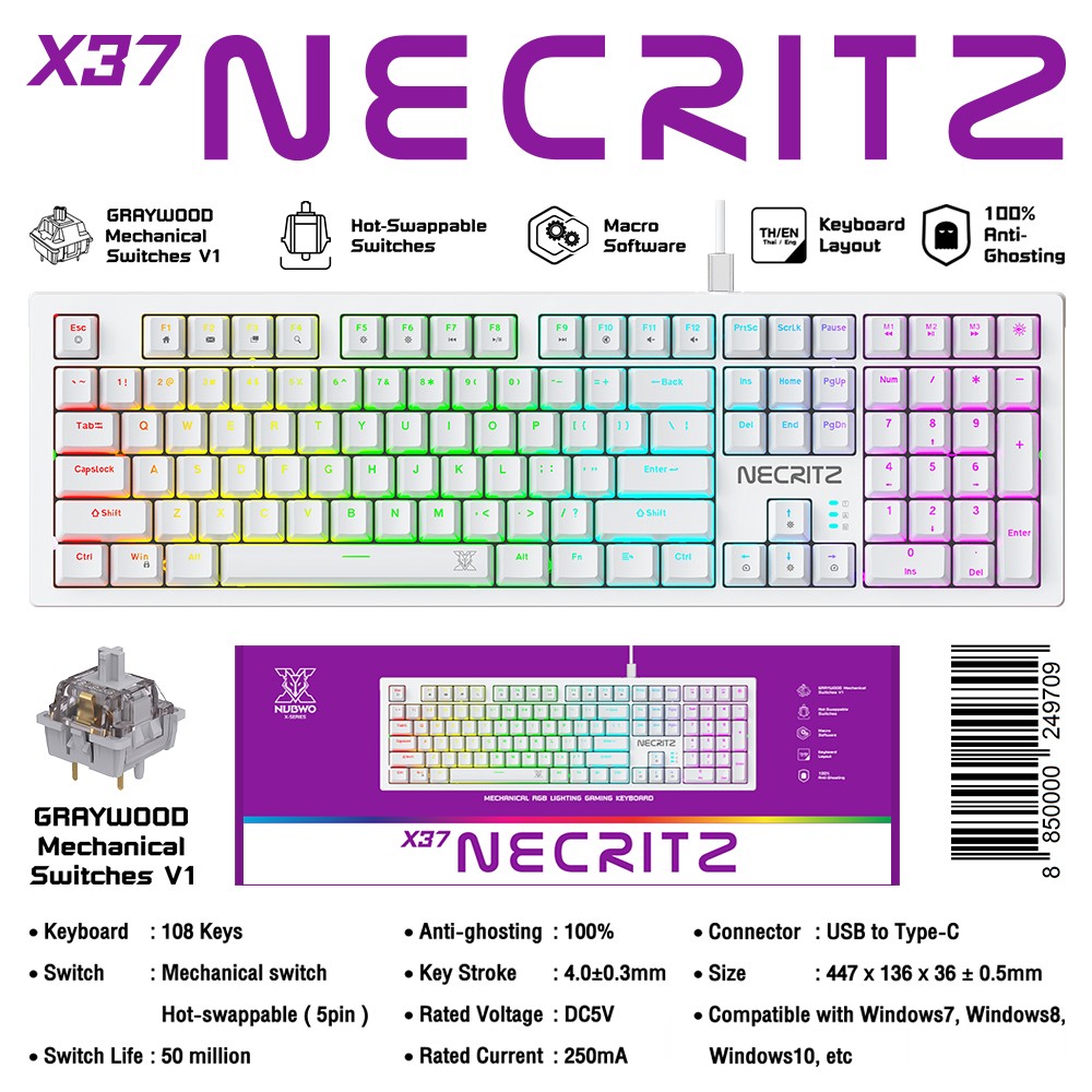 X37 Mechanical สีดำ/สีขาว