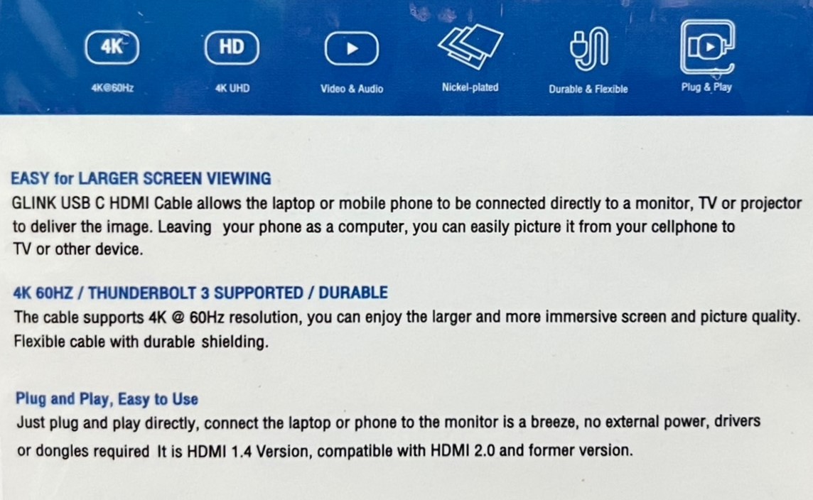 Type-C to HDMI/2m.