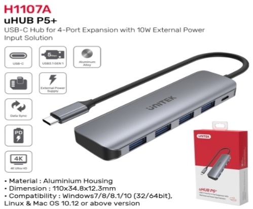 UNITEK H1107A USB-C Hub 4port