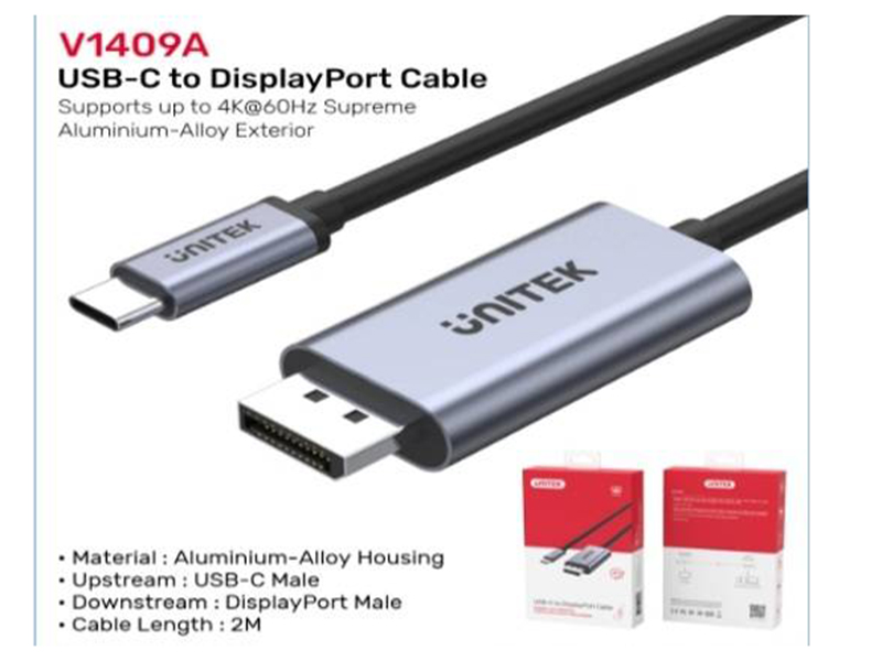 UNITEK USB-C TO DISPLAY PORT 2.0M