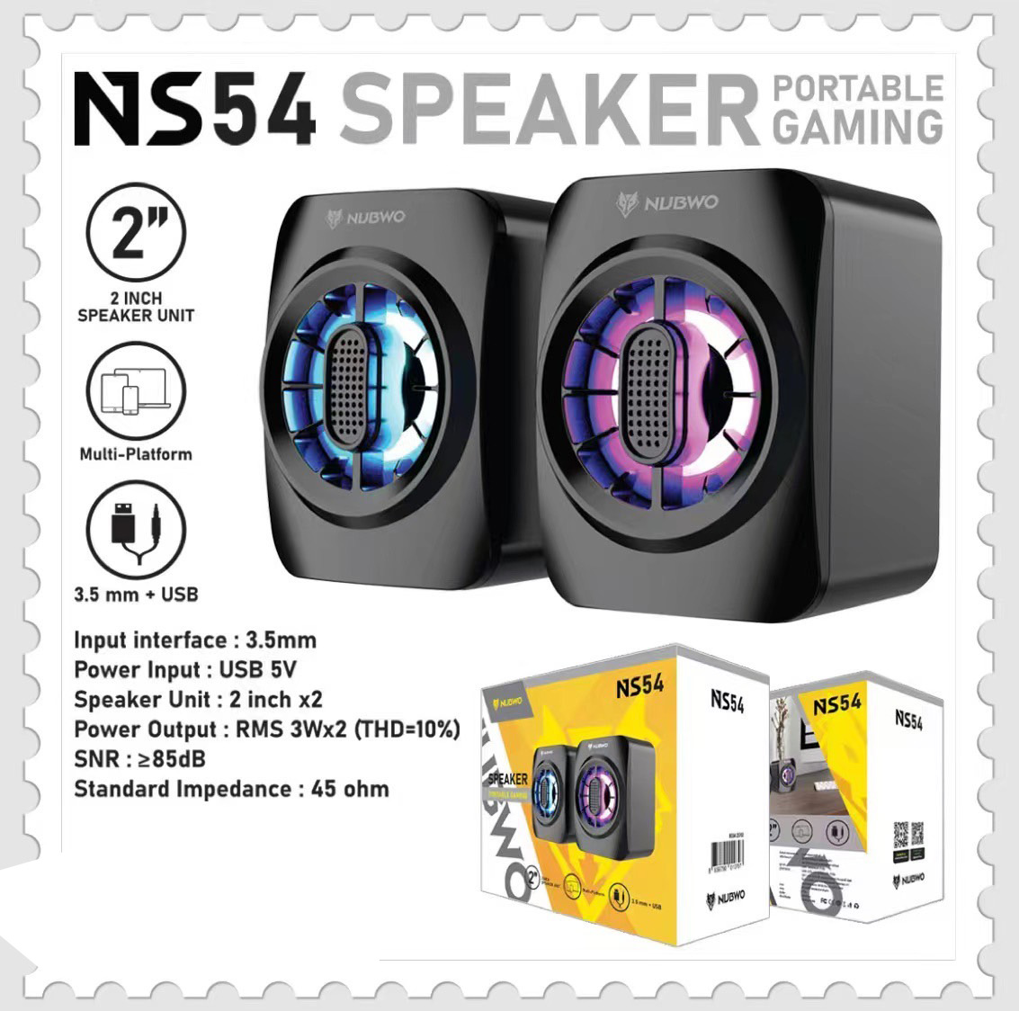 NUBWO USB SPEAKERS 6Watt. RMS.