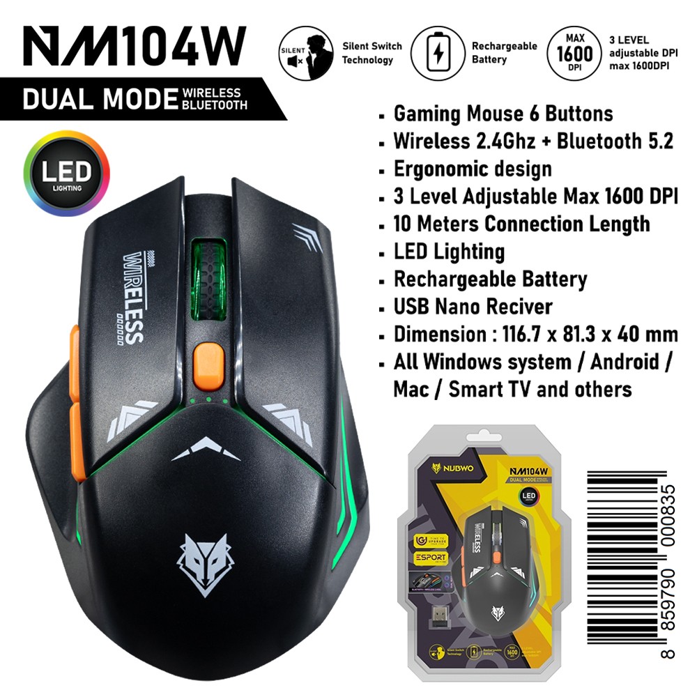 NUBWO Dual Mode Gaming Mouse