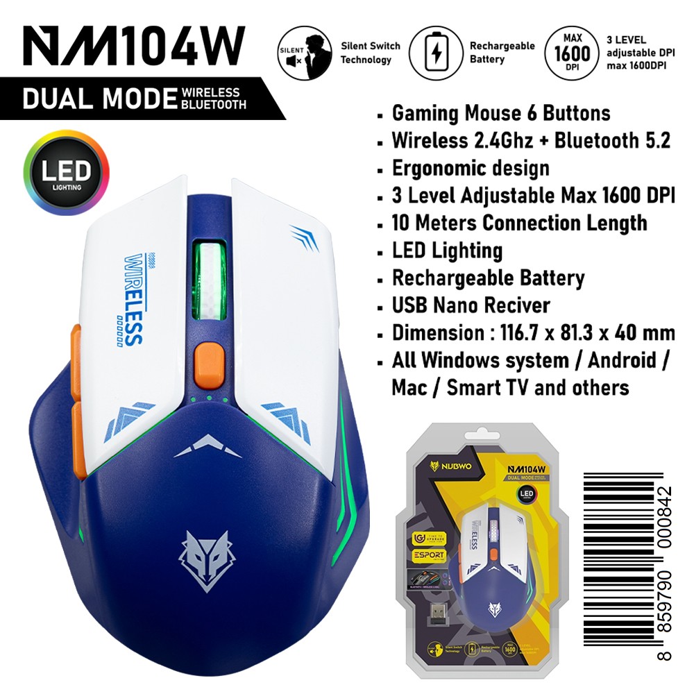 NUBWO Dual Mode Gaming Mouse