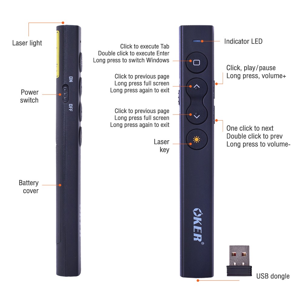 OKER WIRELESS PRESENTER แสงสีแดง