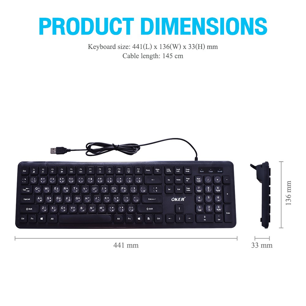 OKER USB KEYBOARD 108keys