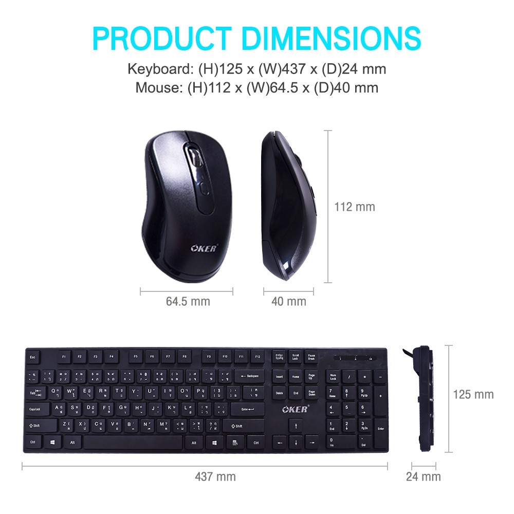 OKER WIRELESS KEYBOARD+MOUSE