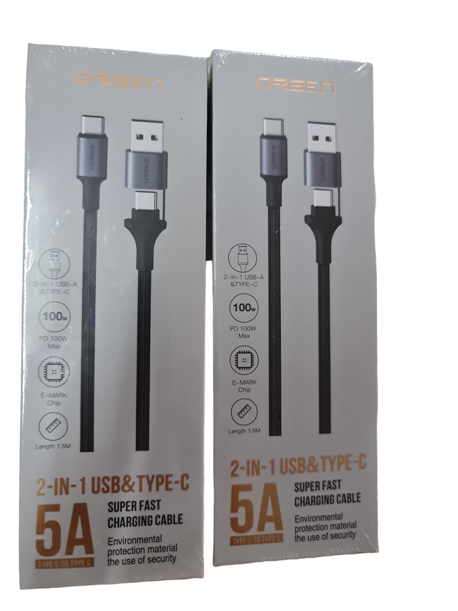 ORSEN สายชาร์จมือถือ 2-IN-1 USB&TYPE-C