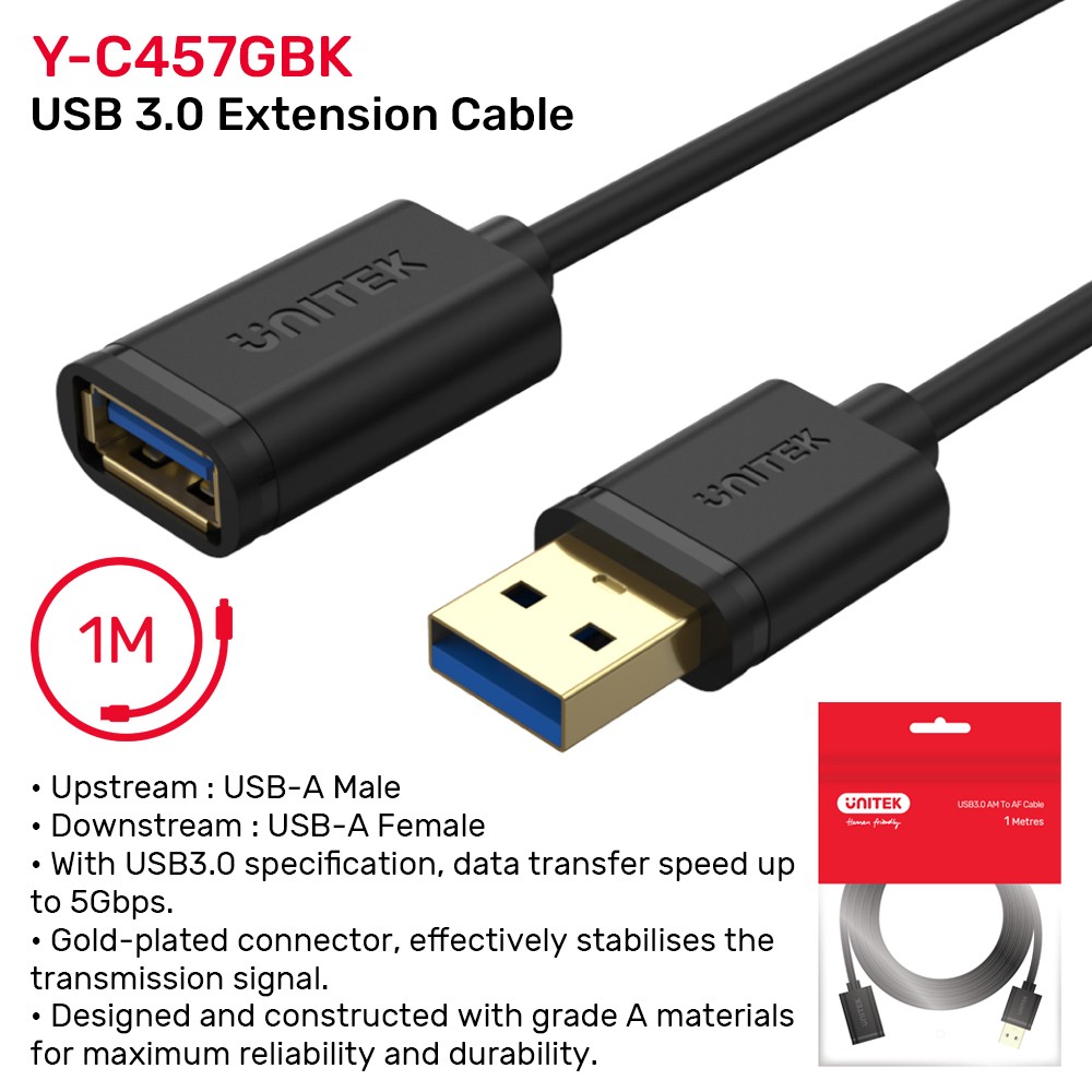 UNITEK USB3.0 EXTENSION CABLE 1.0M