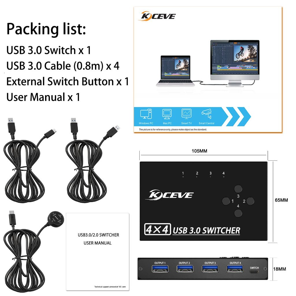 USB3.0 Switch Selector 4 Computer Sharing