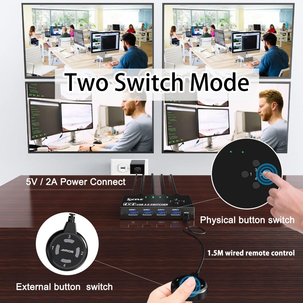 USB3.0 Switch Selector 4 Computer Sharing