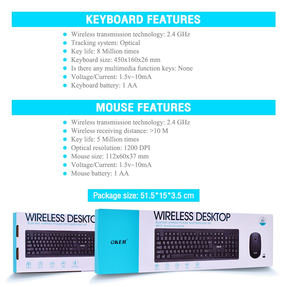 OKER WIRELESS SET KEYBOARD+MOUSE