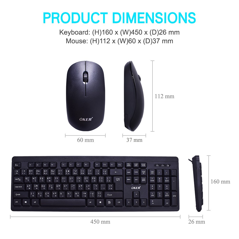 OKER WIRELESS SET KEYBOARD+MOUSE