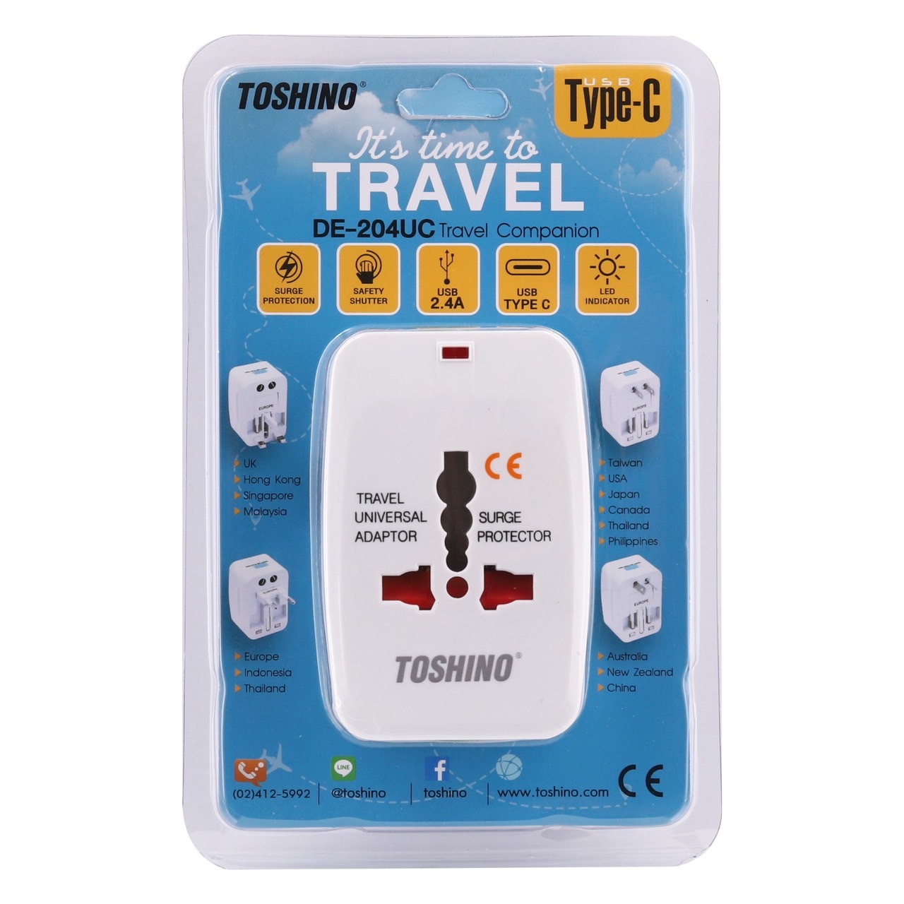 TOSHINO DE-204UC TRAVEL ADAPTER PLUG