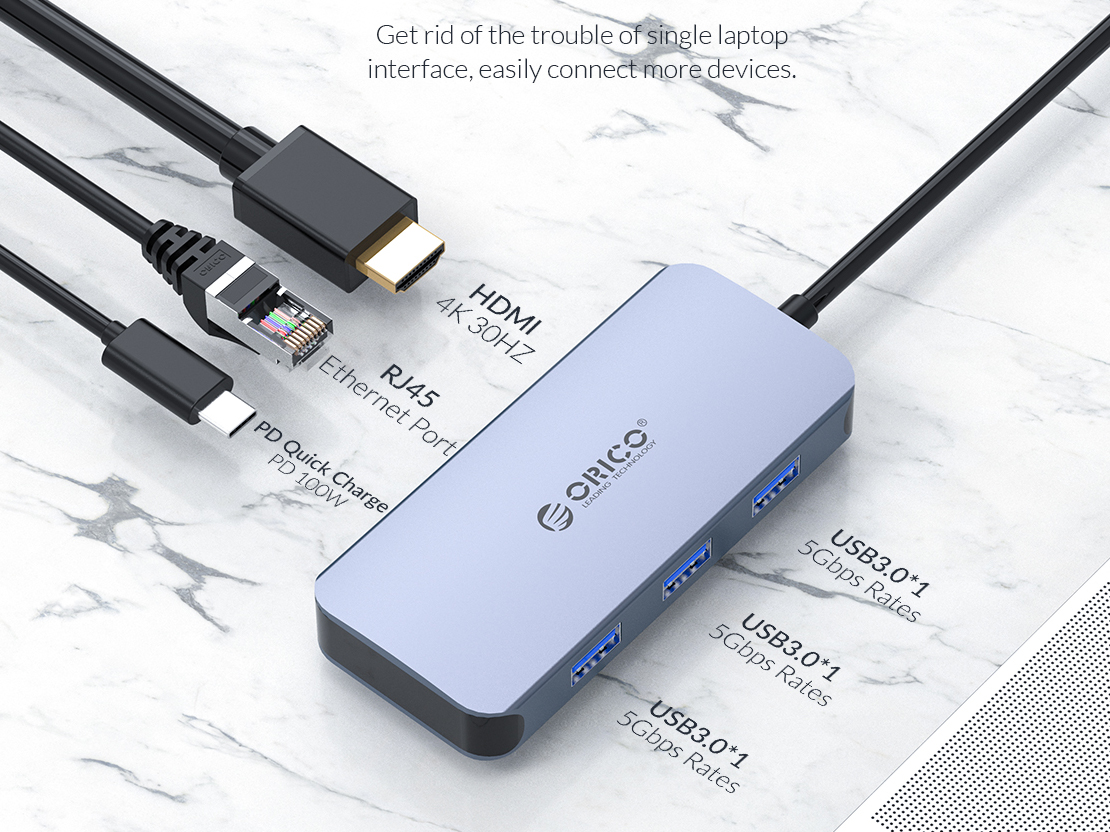 ORICO USB TYPE-C  6-IN-1 MULTI ADAPTER