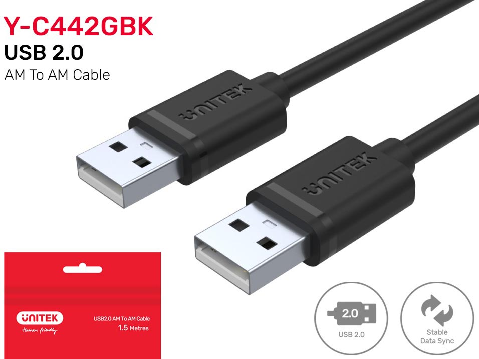 UNITEK USB2.0 AM TO AM CABLE 1.5M