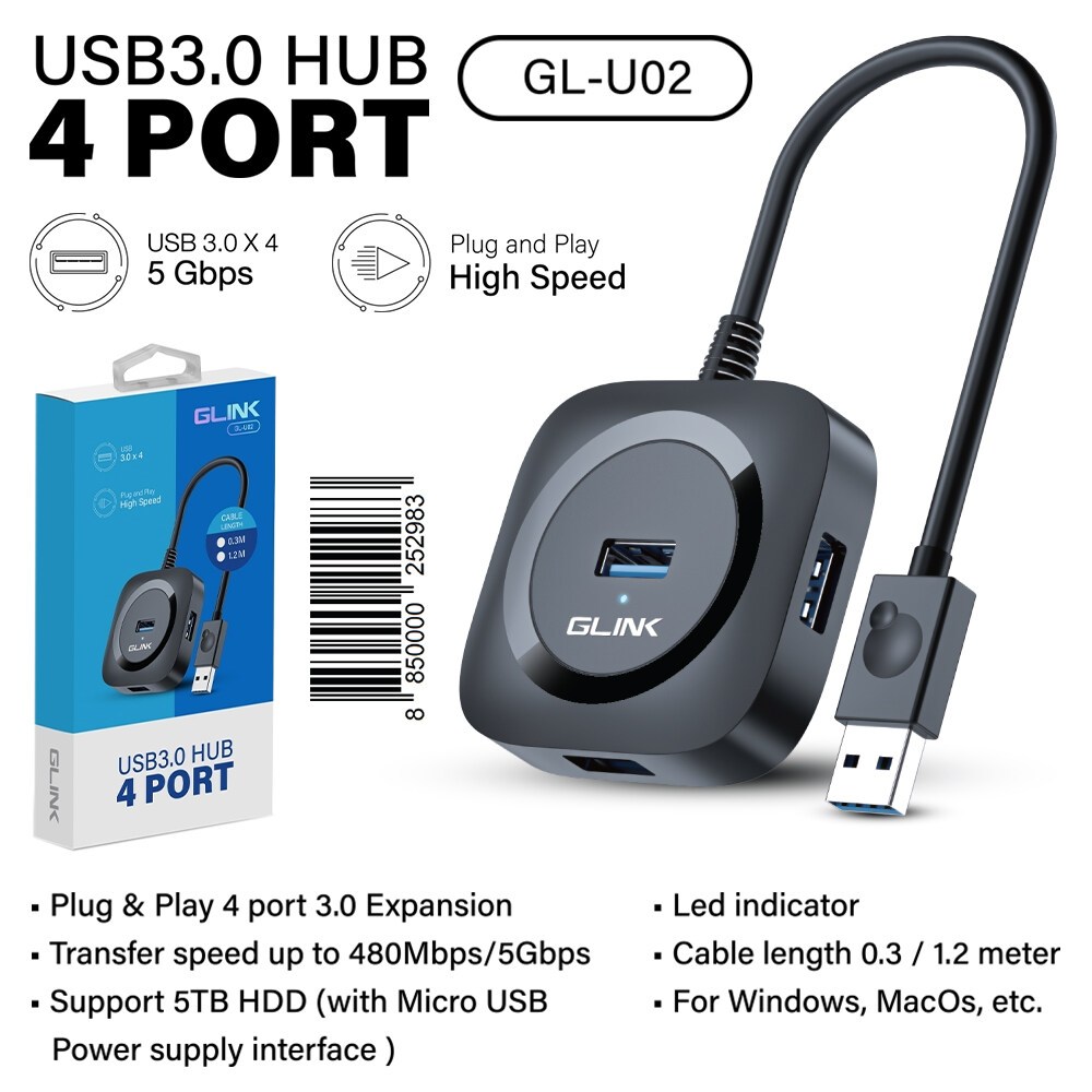 GLINK USB3.0 HUB 4 PORT สายยาว 1.2เมตร