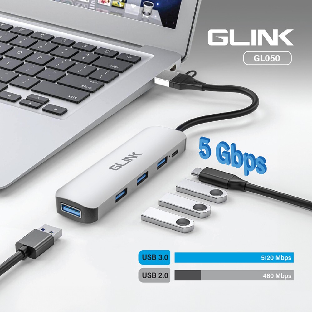 GLINK USB TYPE-C/USB3.0 HUB 4port+PD