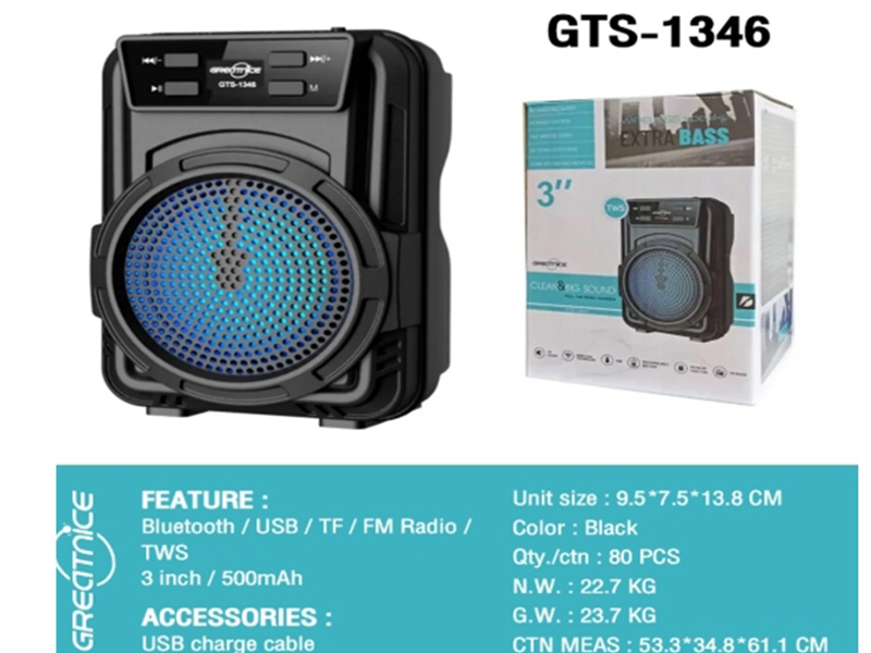 GTS-1346 ลำโพงไร้สายเสียงดี มีไฟLED