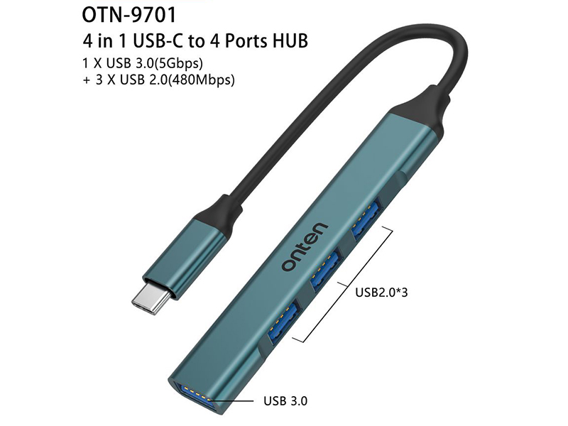 ONTEN OTN-9701 USB-C Hub 4port 1xUSB3.0+3xUSB2.0