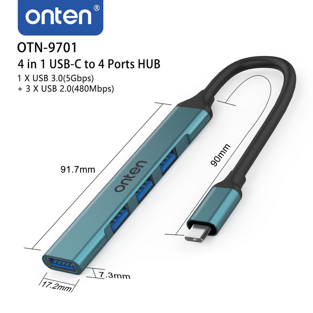 ONTEN OTN-9701 USB-C Hub 4port 1xUSB3.0+3xUSB2.0