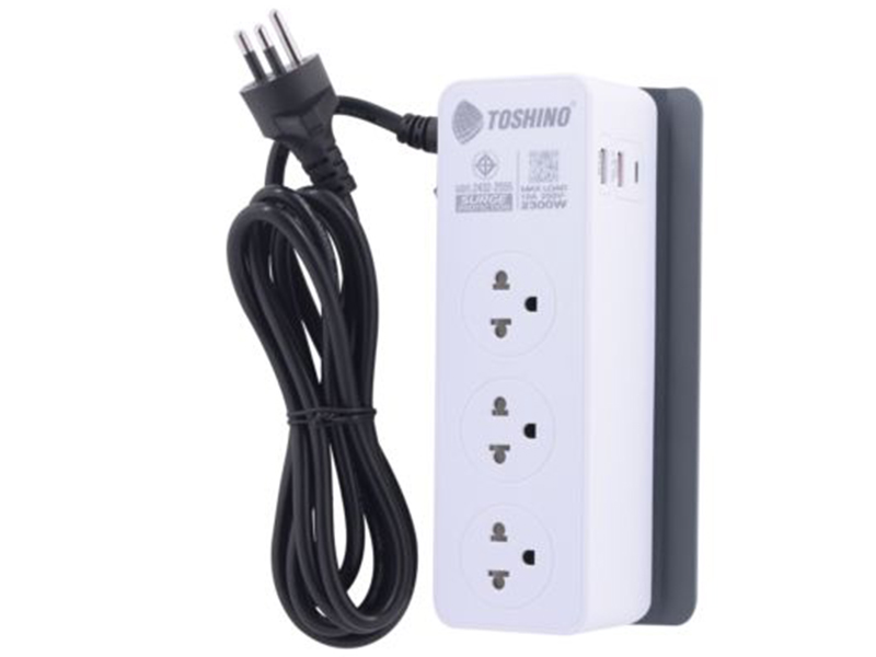 TOSHINO รางปลั๊ก 3 ช่อง PD20W+QC3.0+1USB 3.4A 1 สวิตช์ 2 เมตร