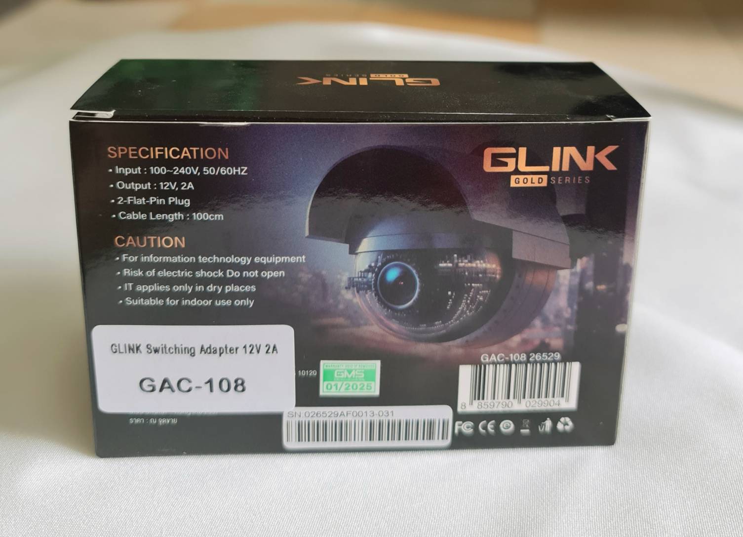 GLINK GAC-108 ADAPTER CCTV  12V / 2A Jack 5.5x2.5mm.